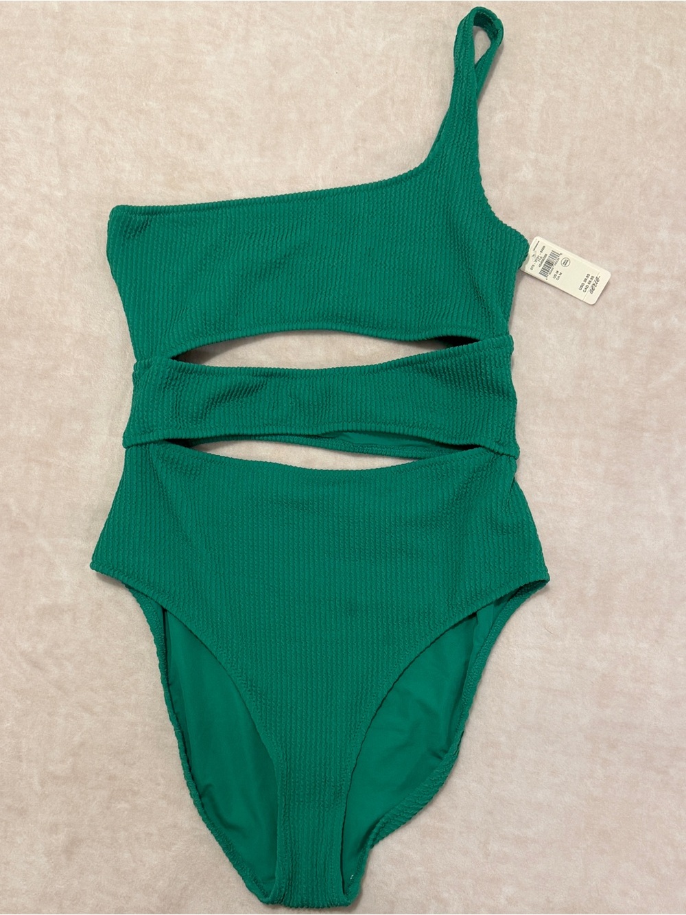 Aerie Green One-Shoulder Cutout One-Piece Swimsuit, Size M